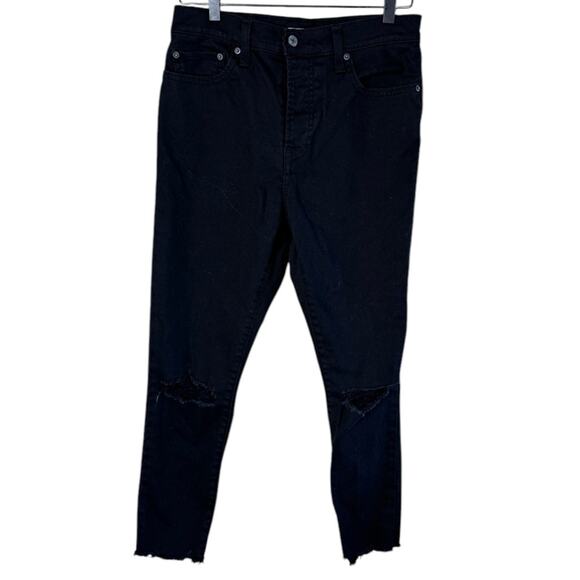 Levi’s Women’s Sz 30 Wedgie Skinny Jeans Black Distressed - Picture 1 of 7